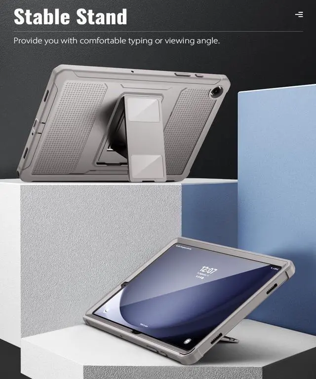 Alt view image 5 of 5 - MoKo Case Fit Galaxy Tab A9 Plus 11-Inch 2023 (SM-X210/X216/X218), Shockproof Full Body Rugged Stand Back Cover Built-in Screen Protector Fit Galaxy Tab A9+ 11" 2023, Clay