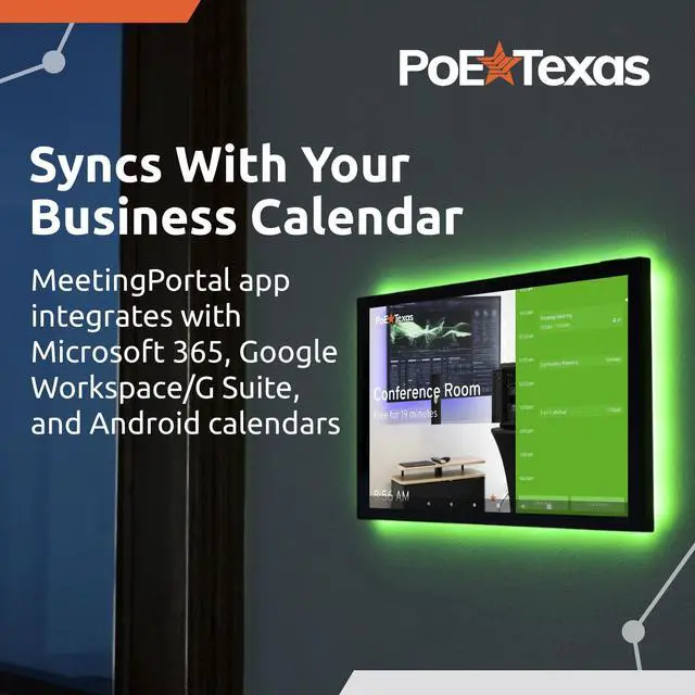 Alt view image 3 of 5 - PoE Texas 10-Inch Touchscreen Conference Room Scheduler PoE Tablet with Visible LED Status Ring and MeetingPortal App - Touch Screen Digital Display Syncs with Your Business Calendar