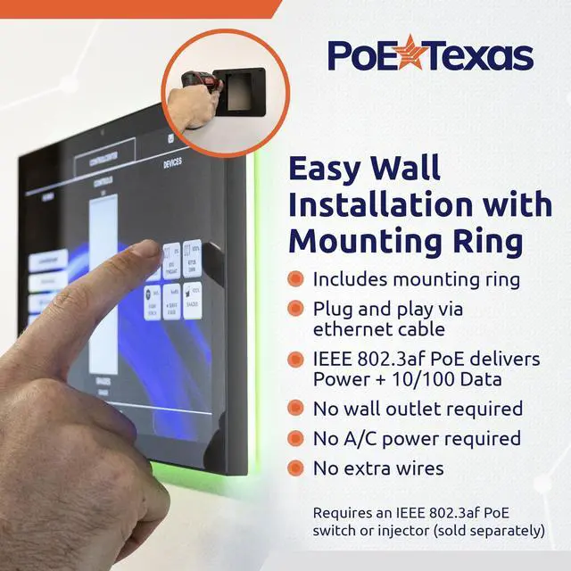 Alt view image 5 of 5 - PoE Texas 10-Inch Touchscreen Conference Room Scheduler PoE Tablet with Visible LED Status Ring and MeetingPortal App - Touch Screen Digital Display Syncs with Your Business Calendar