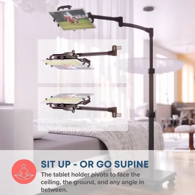 Alt view image 2 of 5 - LEVO G2 Deluxe iPad Rolling Floor Stand Cart Kiosk for Residential and Commercial use iPads, iPad Mini, iPad Pro, Galaxy, Nexus, Surface Pro, Fire, and Other Tablets and eReaders Gunmetal Color