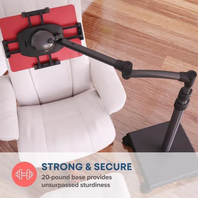 Alt view image 5 of 5 - LEVO G2 Deluxe iPad Rolling Floor Stand Cart Kiosk for Residential and Commercial use iPads, iPad Mini, iPad Pro, Galaxy, Nexus, Surface Pro, Fire, and Other Tablets and eReaders Gunmetal Color