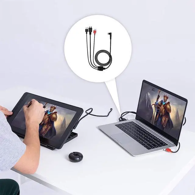 Alt view image 3 of 5 - Spaseeba 3-in-1 Cable CB05A Suitable for huion Graphics Drawing Tablet Display Kamvas 12 Kamvas 13 Kamvas 16 (2021) with HDMI Type C USB A