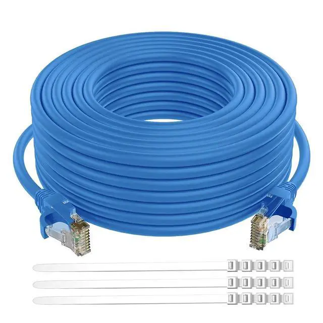 Main image of Adoreen Cat 6 Ethernet Cable 200 Ft-Blue, Outdoor & Indoor Snagless Long Round RJ45 Network Cable, POE, Soft Flexible Gbps Internet LAN Computer Patch Cord for Router Modem Switch Fast Gaming+ Ties