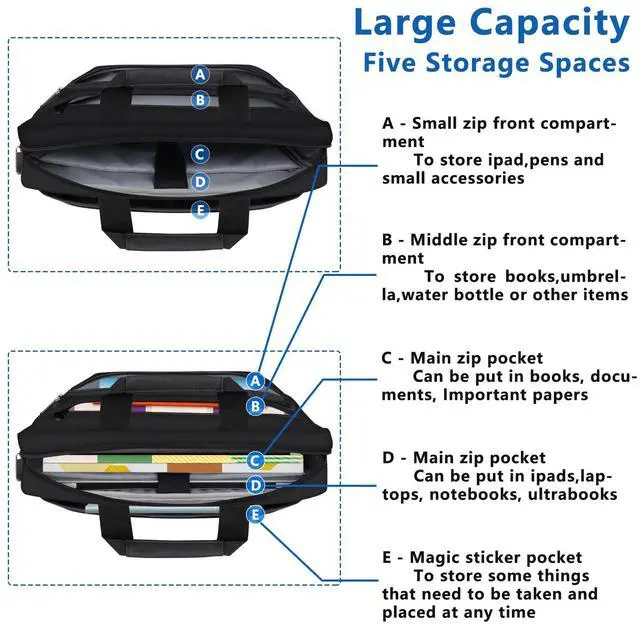 Alt view image 3 of 5 - Alfheim 14 inch Laptop Bag Briefcase Shoulder Bag for Men Women, Water Repellent Lightweight Messenger Bag for School Travel Business,Compatible with Macbook Air/Macbook Pro 14"/Ultrabook Notebook 14"