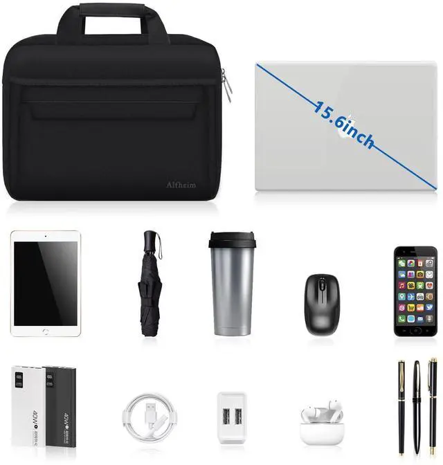Alt view image 5 of 5 - Alfheim 14 inch Laptop Bag Briefcase Shoulder Bag for Men Women, Water Repellent Lightweight Messenger Bag for School Travel Business,Compatible with Macbook Air/Macbook Pro 14"/Ultrabook Notebook 14"