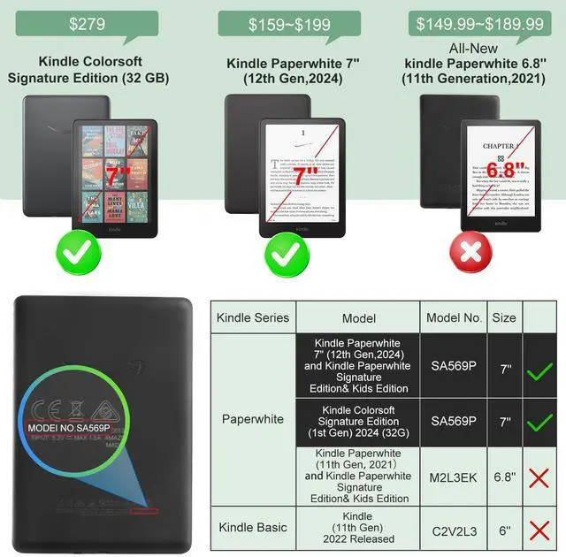 Alt view image 2 of 5 - ALILANG Case for 7" Kindle Paperwhite 12th Gen 2024 Released & Kindle Colorsoft Signature Edition with Stylus, Shockproof Folding Stand Cover for Kindle Paperwhite 2024 Case-Iron Tower