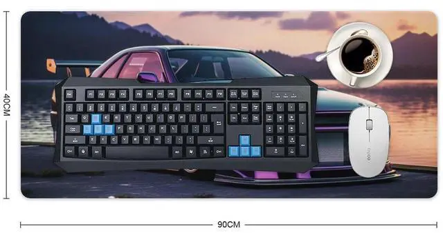 Alt view image 2 of 5 - ANMOGID JDM Car R34 Large Mouse Pad Japanese Car Purple Sea Cool Desk Mat Computer Accessories Gaming Office Organizers Supplies Decor Essentials Keyboard Pads for Desk Rubber 40x90cm