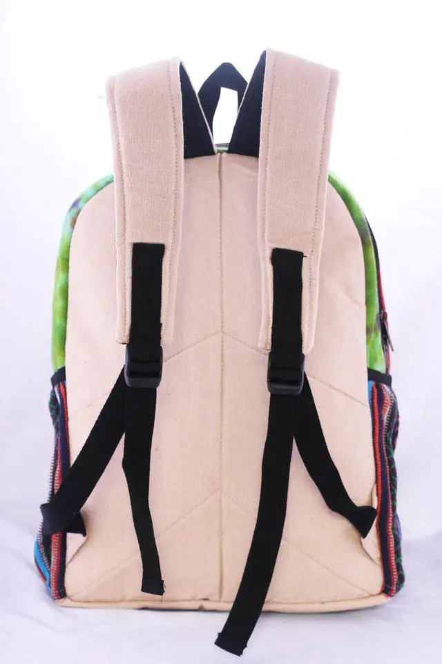 Alt view image 3 of 5 - Anitya Hemp Backpack, Multi-Functional Pockets, Eco-Friendly, Unisex, Hiking Daypack, Durable Rucksack (AHLB03)