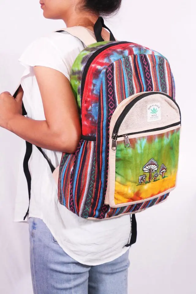 Alt view image 5 of 5 - Anitya Hemp Backpack, Multi-Functional Pockets, Eco-Friendly, Unisex, Hiking Daypack, Durable Rucksack (AHLB03)