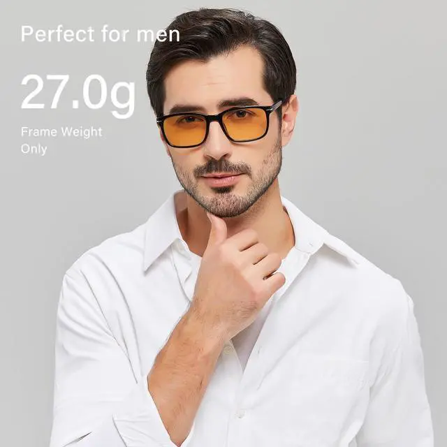 Alt view image 2 of 5 - ANRRI Retro Blue Light Blocking Computer Glasses for Men and Women Square Classic Black Frame Yellow Lens UV Blocking Gaming Eyeglasses