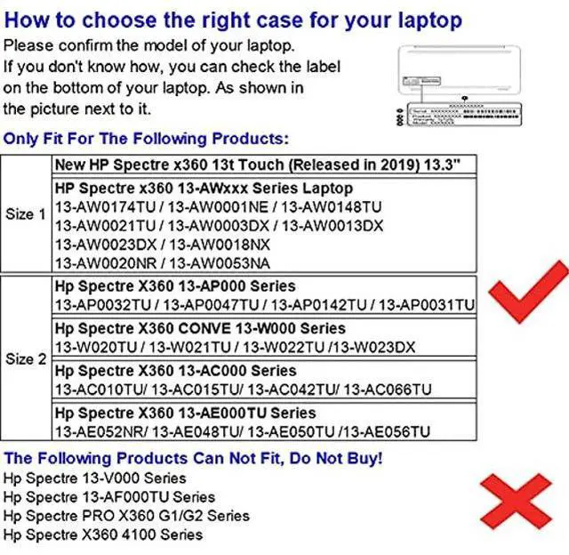 Alt view image 2 of 5 - Honeymoon Case Cover for HP Spectre x360 13-AWxxx 13" / HP Spectre x360 13t Touch (Released in 2019) 13.3" 2 in 1 Series Laptop,PU Leather Folio Protective Hard Shell Case,S025-13-Black