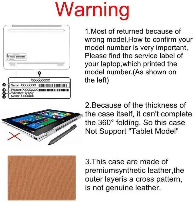 Alt view image 5 of 5 - Honeymoon Case Cover for HP Spectre x360 13-AWxxx 13" / HP Spectre x360 13t Touch (Released in 2019) 13.3" 2 in 1 Series Laptop,PU Leather Folio Protective Hard Shell Case,S025-13-Black