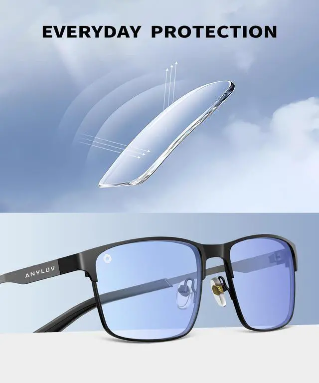Alt view image 4 of 5 - ANYLUV Blue Light Glasses for Men/Women, Lightweight Blue Light Blocking Glasses, Anti-Eye Strain Computer Glasses for Gaming