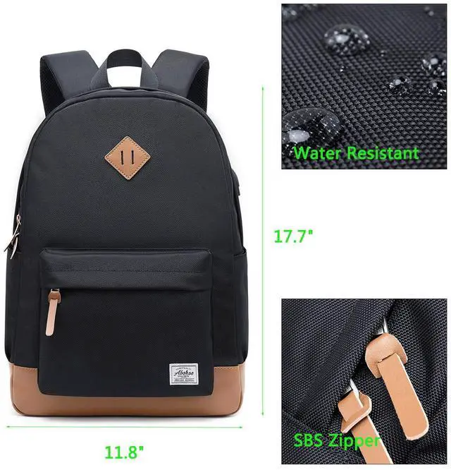 Alt view image 2 of 5 - abshoo Classical Basic Womens Travel Backpack For College Men Water Resistant Laptop School Bookbag (USB Black)