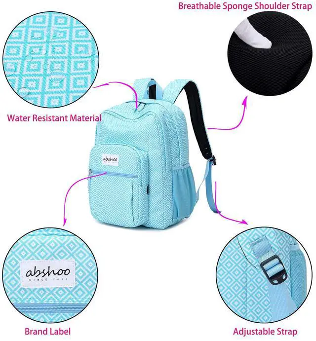 Alt view image 3 of 5 - abshoo Classical Basic Womens Geometry School Backpack For College Teen Girls Water Resistant Bookbag (Geometry Blue)