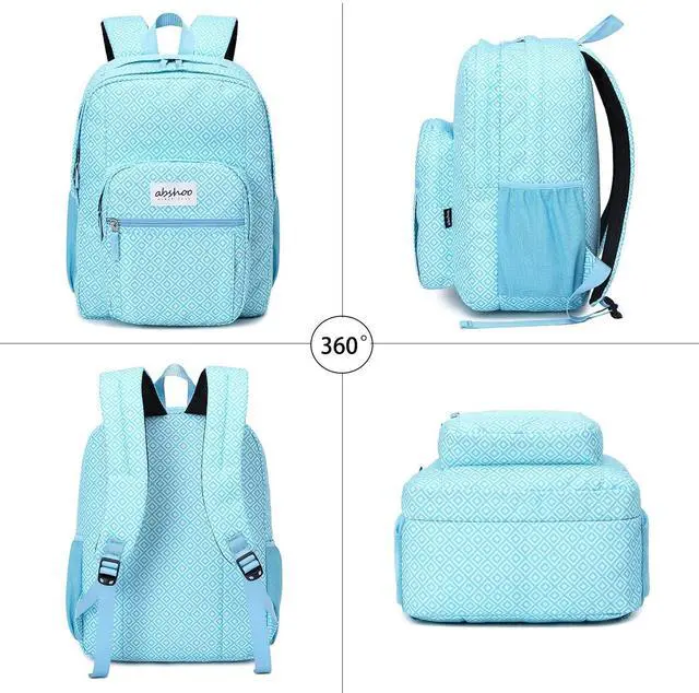 Alt view image 2 of 5 - abshoo Classical Basic Womens Geometry School Backpack For College Teen Girls Water Resistant Bookbag (Geometry Blue)