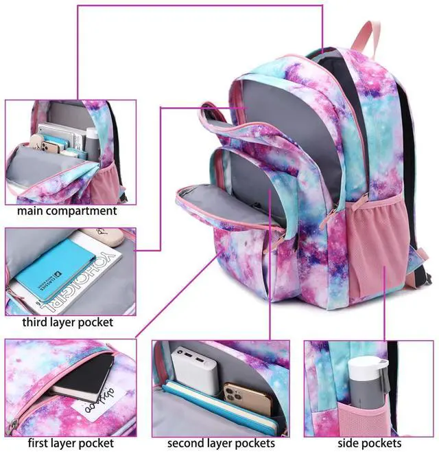 Alt view image 4 of 5 - abshoo Classical Basic Womens Geometry School Backpack For College Teen Girls Water Resistant Bookbag (Geometry Blue)