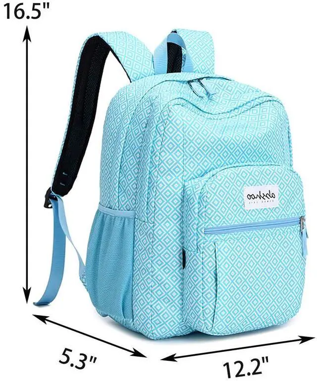 Alt view image 5 of 5 - abshoo Classical Basic Womens Geometry School Backpack For College Teen Girls Water Resistant Bookbag (Geometry Blue)