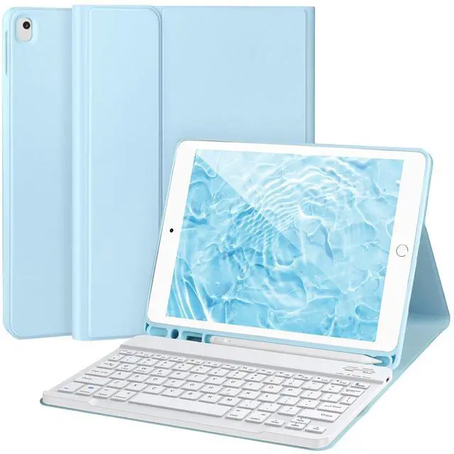 Main image of Keyboard Case for iPad 9/8/7th Gen 10.2'',Case with Keyboard ipad 10.2 inch,Keyboard for iPad 9th Gen,Detachable Bluetooth Keyboard for iPad 10.2,iPad Keyboard Case 9th Gen with Pencil Holder,Blue-W