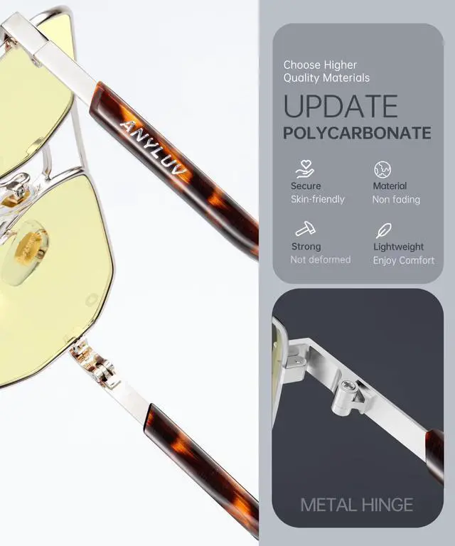 Alt view image 3 of 5 - ANYLUV Blue Light Glasses for Woman/Men, Blue Light Blocking Glasses Women Computer Gaming Glasses for Eye Protection