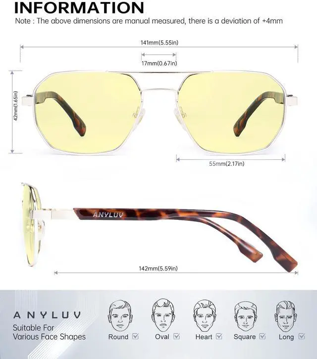 Alt view image 4 of 5 - ANYLUV Blue Light Glasses for Woman/Men, Blue Light Blocking Glasses Women Computer Gaming Glasses for Eye Protection