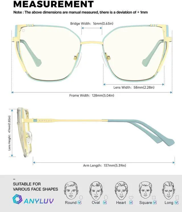 Alt view image 5 of 5 - ANYLUV Blue-Light-Glasses Women Blue-Light Blocking-Glasses: Womens Bluelight Glasses Computer Screen Blocker Eyes Protection