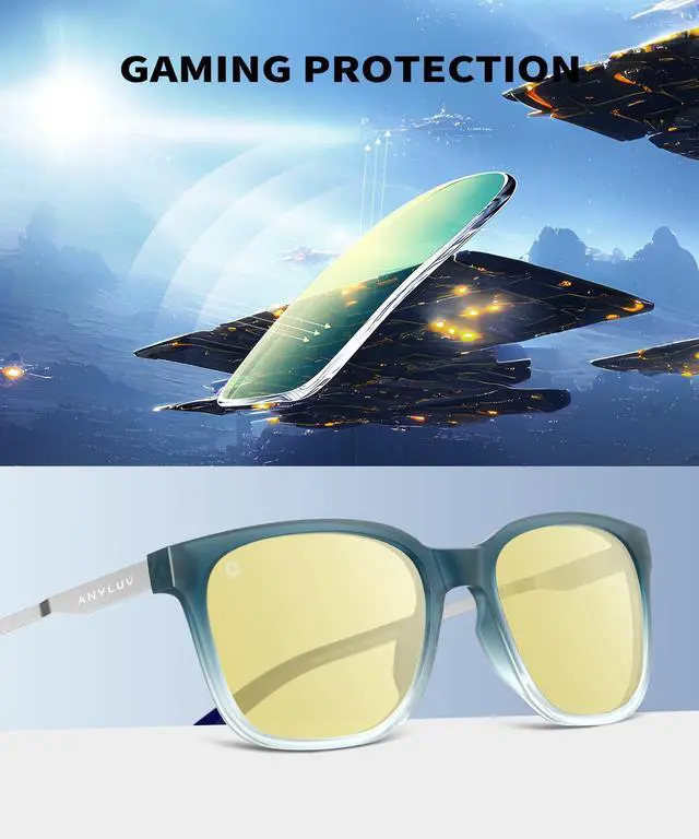 Alt view image 4 of 5 - ANYLUV Blue Light Glasses for Men, Computer Gaming Glasses men, Stylish Anti Eyestrain Blue Light Blocking Glasses Men