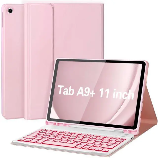 Main image of Galaxy Tab A9 Plus Case with Keyboard 5G 11 Inch 2023 (SM-X210/X216/X218), 7 Color Backlit Detachable Tablet Keyboard Cover with S Pen Holder for Samsung Galaxy Tab A9+ 11" (Pink)