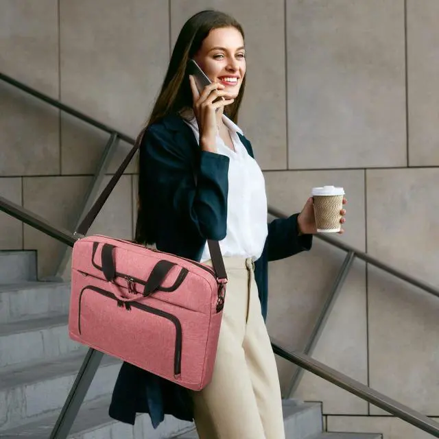 Alt view image 2 of 5 - BERTASCHE Laptop Bag 17 17.3 inch for Women Computer Bag Laptop Case for Work Travel Business chromebook bag w/Shoulder Strap,Rose Red