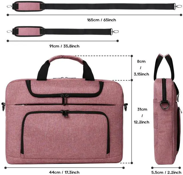 Alt view image 3 of 5 - BERTASCHE Laptop Bag 17 17.3 inch for Women Computer Bag Laptop Case for Work Travel Business chromebook bag w/Shoulder Strap,Rose Red