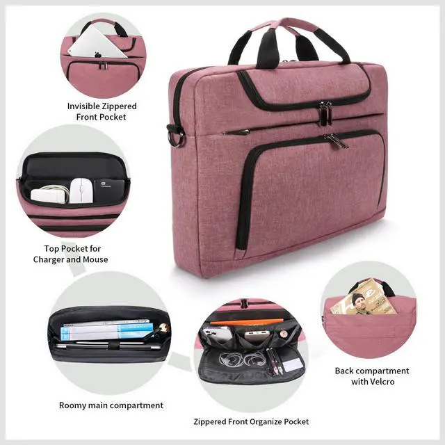 Alt view image 4 of 5 - BERTASCHE Laptop Bag 17 17.3 inch for Women Computer Bag Laptop Case for Work Travel Business chromebook bag w/Shoulder Strap,Rose Red