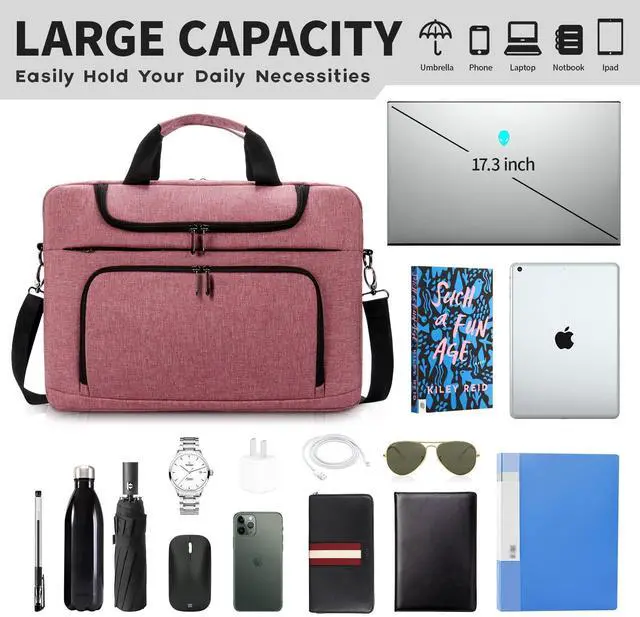 Alt view image 5 of 5 - BERTASCHE Laptop Bag 17 17.3 inch for Women Computer Bag Laptop Case for Work Travel Business chromebook bag w/Shoulder Strap,Rose Red