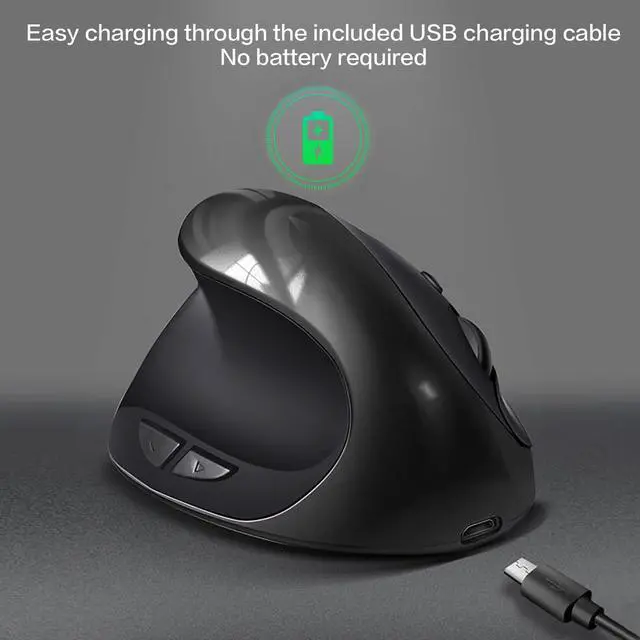 Alt view image 3 of 5 - BeWishes Left Handed Mouse, 2.4G Wireless Vertical Mouse Ergonomic Mice, 3 Adjustable DPI (800/1200/1600), Less Noise,Specially for Small Hand Left-handers