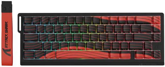 Main image of ATTACK SHARK X68 PRO HE Wireless Rapid Trigger Gaming Keyboard with Adjustable Actuation,8K Polling Rate,Hall Effect Magnetic Switch,Hot-Swap,RGB Backlit,BT/2.4GHz/Wired,for FPS Games-Black&Red