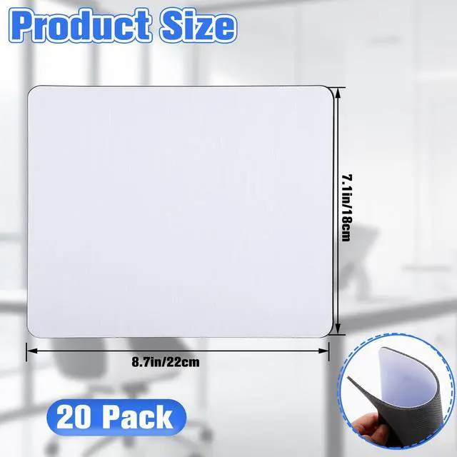 Alt view image 2 of 5 - Bgtecho 40 Pcs Sublimation Mouse Pad,White Mouse Pads for Sublimation Transfer Heat Press Printing Crafts,DIY Rectangular Mousepad,Mouse Pads with Non Slip Rubber Base(22x18x0.3cm)