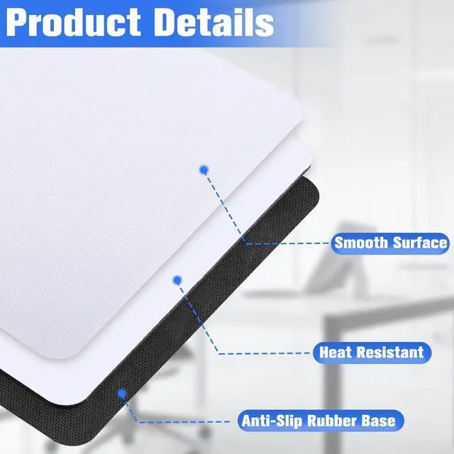 Alt view image 3 of 5 - Bgtecho 40 Pcs Sublimation Mouse Pad,White Mouse Pads for Sublimation Transfer Heat Press Printing Crafts,DIY Rectangular Mousepad,Mouse Pads with Non Slip Rubber Base(22x18x0.3cm)