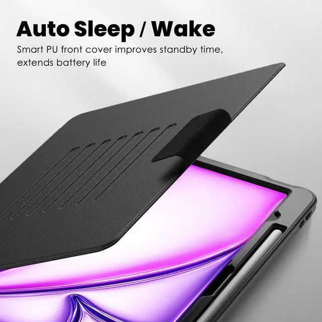 Alt view image 3 of 5 - BLOSOMEET Magnetic Case for iPad Air 13 Inch M3 2025 M2 2024 with Stand, Smart Auto Sleep/Wake Cover with Pen Holder, Card Slot,Black