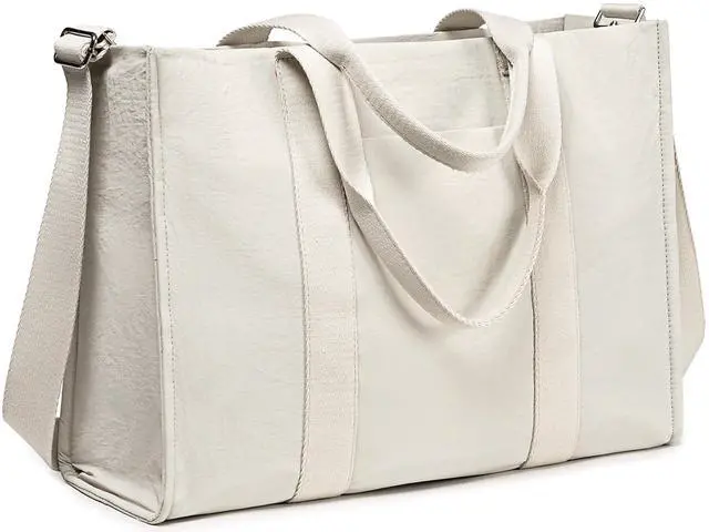 Main image of Laptop Tote Bag for Women Work 15.6 inch Canvas Shoulder Bags Computer Messenger Purse Teacher Handbag Office Briefcase (Light-Grey)