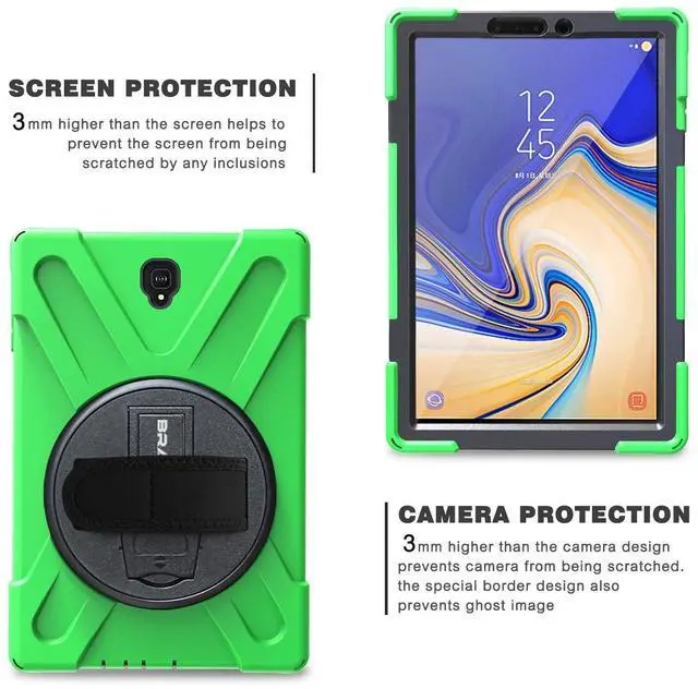 Alt view image 4 of 5 - BRAECN for Samsung Galaxy Tab S4 Case with Rotating Handle and Shoulder Strap, Shock-Absorption Full Body Protection Rugged Cover Case for Samsung Tab S4 10.5 Inch 2018 Model T837/T835/T830 (Green)