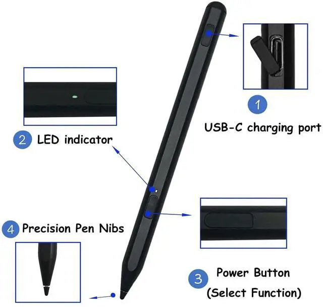 Alt view image 2 of 5 - Pixel Tablet Stylus Pen for Google Pixel Tablet Pen,Stylus Pen Replacement for Google Pixel Tablet Pencil,USI 2.0 Protocol,Palm Rejection,4096 Pressure Sensitivity (Black)