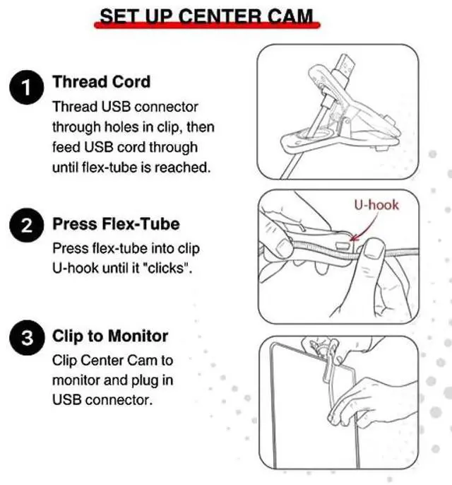 Alt view image 3 of 3 - Center Cam Deluxe Package - Middle-Screen HD 1080p Webcam, LED Ring Light, Carrying Case, Conference Lighting Kit for Zoom Meetings and Video Calls