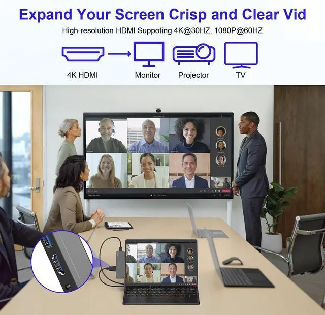 Alt view image 5 of 5 - Surface Pro 8/9/X/10/11 Docking Station - Surface Pro 11 USB C Adapter Multiport Hub with 4K HDMI, Thunderbolt 4, USB 3.0, SD/TF Reader, 3.5mm Audio Microsoft Surface Pro Copilot Accessories