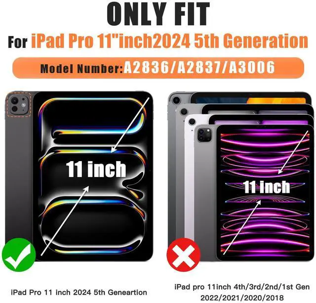Alt view image 2 of 5 - BRAECNstock Kids Case for Apple iPad Pro 11 inch 2024 M4 5th Geneartion with Pen Holder Rotating Hand Strap+Stand Shoulder Strap Shockproof Rugged 2024 iPad Pro 11 inch M4 Case Cover - Colorful Pink