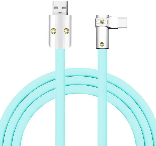 Main image of chubbycable FlexElbow Pro - 90 Degree Design 240W Fast Charge Cable Ultra-Thick Silicone Right Angle USB C Cable Phone Tablets Charging Cord, Light Blue, USB-A to Type-C, 3.3FT