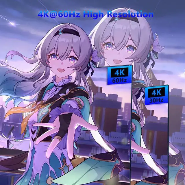Alt view image 2 of 5 - KVM Switch, KVM Switch 1 Monitors 2 Computers, HDMI Switch, 4K@60Hz KVM Switches for 2 Computers Sharing 1 Monitor, 4 USB 3.0 Devices Such as Keyboard, Mouse, Printer, Scanner(Grey)