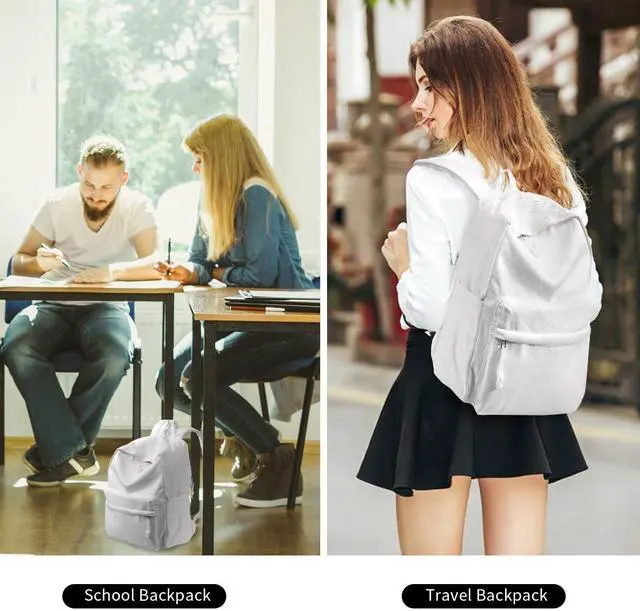 Alt view image 5 of 5 - Buluzine DIY Canvas Backpack White Backpack Large Casual Daypack Satchel Laptop Backpack Unisex, standard