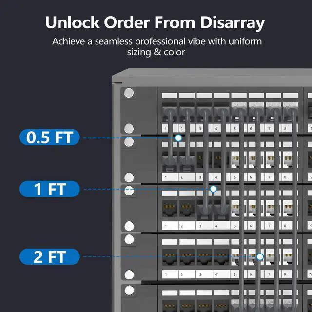 Alt view image 5 of 5 - CableGeeker Cat 6 Ethernet Cable 0.5 ft (50-Pack) - Cat6 Patch Cables 10G Support, Snagless RJ45 26AWG Short Cat 6 Patch Cable, Internet Cable, Network Cable - 0.5 Feet Black