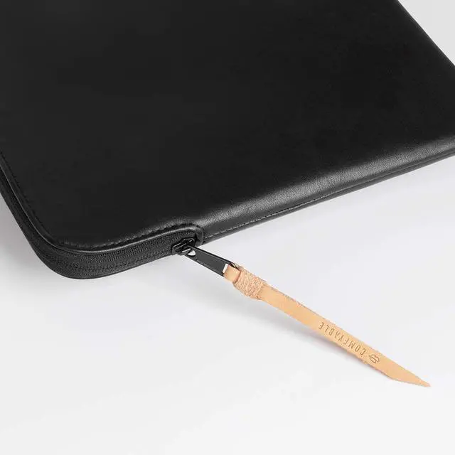 Alt view image 5 of 5 - Comfyable Slim Laptop Sleeve Compatible with 13 Inch MacBook Air 13 in M4 M3 M2 M1, 13" MacBook Pro, PU Leather Bag Water-Resistant Cover Case, Black
