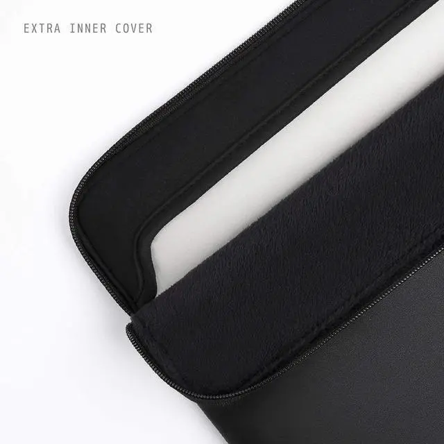 Alt view image 3 of 5 - Comfyable Slim Laptop Sleeve Compatible with 13 Inch MacBook Air 13 in M4 M3 M2 M1, 13" MacBook Pro, PU Leather Bag Water-Resistant Cover Case, Black