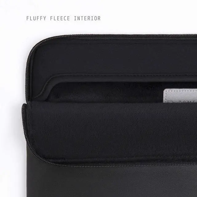 Alt view image 2 of 5 - Comfyable Slim Laptop Sleeve Compatible with 13 Inch MacBook Air 13 in M4 M3 M2 M1, 13" MacBook Pro, PU Leather Bag Water-Resistant Cover Case, Black